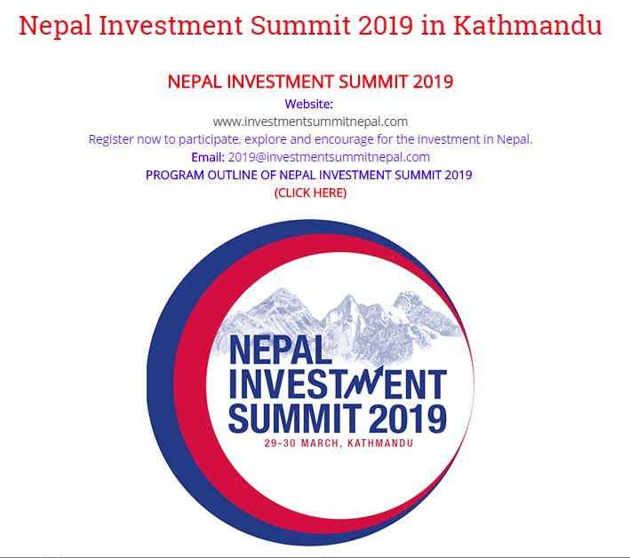 Investment Summit Nepal March 29-30, 2019: Government of Nepal is ...